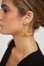 Yellow Dragonfly Earrings